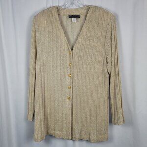 E.D Michael Daphna Tamler Design Knit Blazer Jacket Women's Size 1X Ivory & Gold